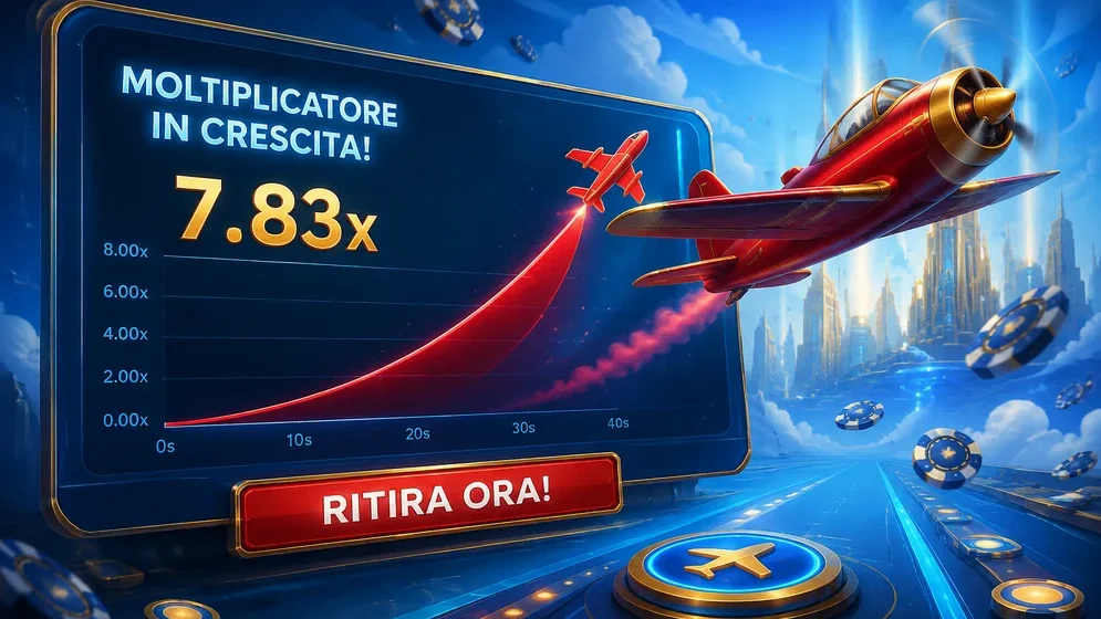 schermata di gioco Aviator con moltiplicatore in crescita